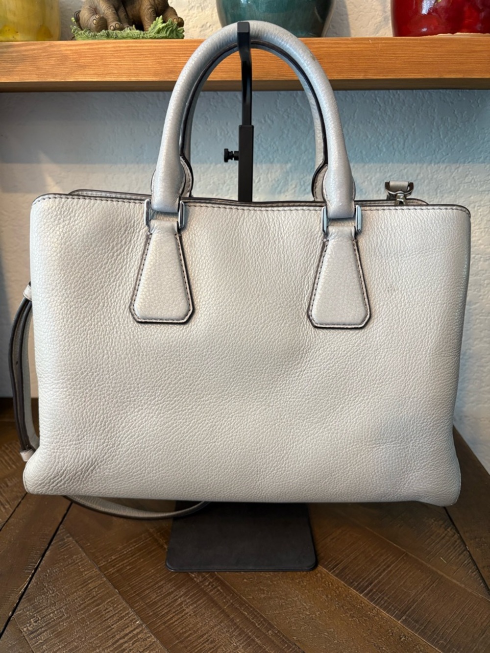 Michael Kors Pebbled Leather Satchel in Light Gray - Picture 7 of 13